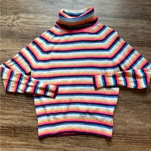 White + Warren Colorful Striped Turtleneck Sweater